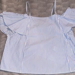 Light blue and white striped business causal shirt
